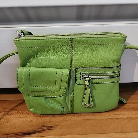 CLARKS LIME Green CROSSBODY Shoulder Bag Handbag Lots Of Pockets - Picture 2 of 7